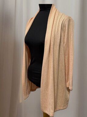 Talbots Open Front Cardigan Peach L Lightweight Soft Drape Layering Classic NWT